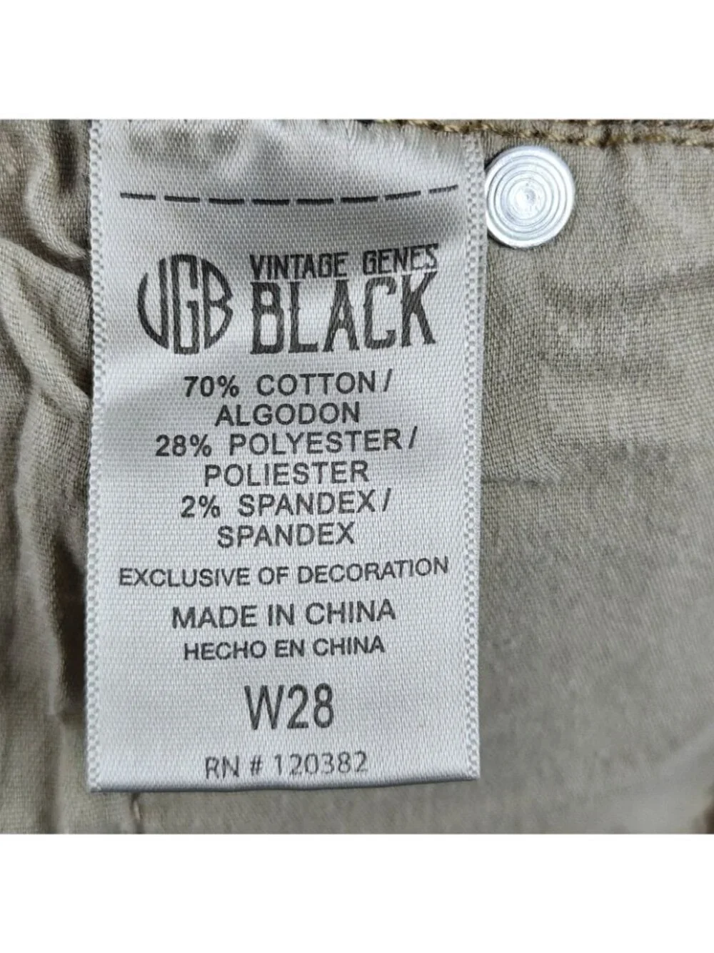Vintage Genes Black Shorts Mens 28 Tan Slim Fit Short (28x12)